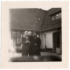 Flip Phillips(?), Norman Granz, and Ella Fitzgerald, undated. [Black-and-white photoprint