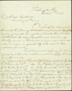 Letter signed Colonel Agille, Washington, D.C., to Edwin M. Stanton, Secretary of War, October 28, 1863