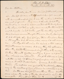 Letter from Alanson, St. Clair, Worcester, to Amos Augustus Phelps, March 20th 1839