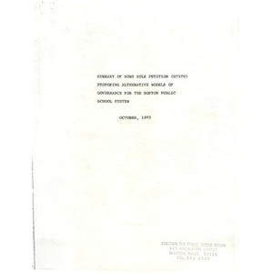 Summary of the home rule petition (H7570) Proposing alternative models of governance for the Boston Public School system.