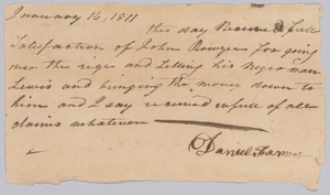 Payment receipt for the hiring out of an enslaved man named Lewis