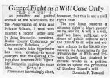 Girard fight as a will case only