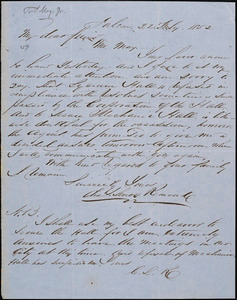 Thumbnail for Letter from Charles Lenox Remond, Salem, [Massachusetts], to Samuel May, 1852 July 22