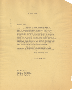 Letter from W. E. B. Du Bois to Writers' War Board