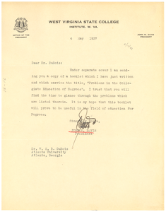 Letter from John W. Davis to W. E. B. Du Bois