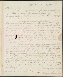 Thumbnail for Letter from William Lloyd Garrison, Boston, [Mass.], to George William Benson, Nov. 2, 1833