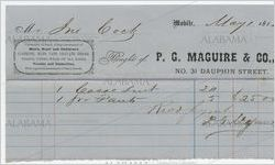 Receipt for payment from John Cocke to P. G. Maguire and Company, Mobile, Alabama, May 1, 1860