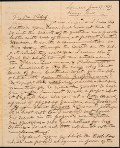 Letter from Orange Scott, Lowell, to Amos Augustus Phelps, June 27. 1839