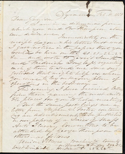 Thumbnail for Letter from Samuel Joseph May, Syracuse, [N.Y.], to William Lloyd Garrison, Feb[ruary] 11. 1851