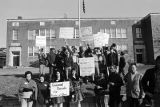 Parents and students protesting school integration in Warrior, Alabama.