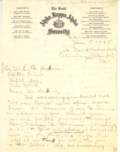 Letter from Alpha Kappa Alpha Sorority to W. E. B. Du Bois