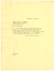 Letter from W. E. B. Du Bois to the N.A.A.C.P. Cleveland Branch