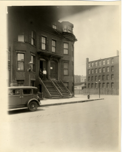 Two men stand on the front steps of 240 West Canton Street, Boston, Mass., June 8, 1933