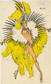 Costume design drawing, topless showgirl in yellow and black feathers #13, Las Vegas, June 5, 1980