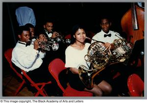 Thumbnail for Photograph of students with french horns and trumpets