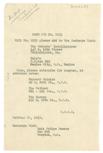 Thumbnail for Memorandum from W. E. B. Du Bois to Augustus Granville Dill