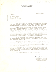 Letter from Spelman College to W. E. B. Du Bois