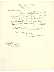 Letter from Thomas Wallace Swann to W. E. B. Du Bois