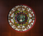 Stained glass. Thurgood Marshall U.S. Courthouse in the financial district of New York City