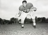 Lowell Williams strikes a defensive pose, 1949