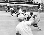 "Track meet for underprivileged children from Mantua" sponsored by the University of Pennsylvania's Human Resources Service at Franklin Field