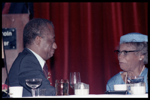 James Baldwin and his mother Emma Berdis Jones Baldwin at his 60th birthday celebration, UMass Campus Center