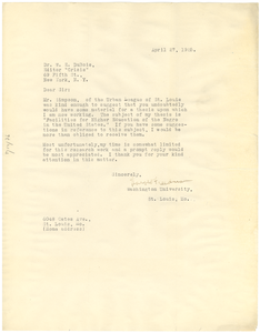 Letter from Harold Freedman to W. E. B. Du Bois