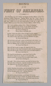 Printed lyrics for the Song of the First of Arkansas