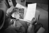 Margaret Walker Alexander with letters, Donald Gallup, in office at Beincke Library at Yale University, 1978.(YSP 25-78-4)