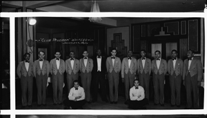 "Club Prudhom" waiters [ca. 1930-1940] [cellulose acetate photonegative, banquet camera format]