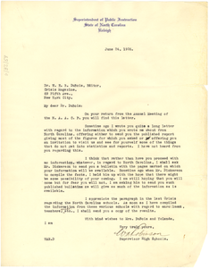 Letter from W. A. Robinson to W. E. B. Du Bois