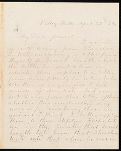 Letter from Ezra B. Chase, Valley Falls, [N.Y.], to William Lloyd Garrison, April 23rd [18]62