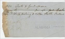 Receipt for payment from General Moore to John Cocke, January 1, 1854