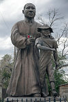 Statue of civil-rights pioneer Martin Luther King Jr. and civil-rights martyr Emmett Till at the Dr. Martin Luther King Jr. Cultural Center and Museum in Pueblo, Colorado. The museum was closed and its artifacts placed in storage one year after this photo was taken