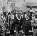 Marchers preparing to line up on Sylvan Street in downtown Selma, Alabama, before the start of the Selma to Montgomery March.