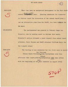 News Script: Fort Worth desegregation