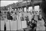 [African American and white Mississippi Freedom Democratic Party supporters demonstrating outside the 1964 Democratic National Convention, Atlantic City, New Jersey; some hold signs with portraits of  slain civil rights workers Andrew Goodman and Michael Schwerner]