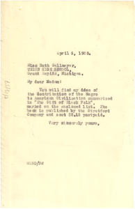 Letter from W. E. B. Du Bois to Union High School