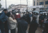 Hosea Williams and other demonstrators outside the Jefferson County courthouse in Bessemer, Alabama, during the incarceration of Martin Luther King, Jr., and several other civil rights leaders.