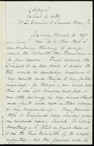 Extract of letter from William Lloyd Garrison, Roxbury, [Mass.], to Samuel May, March 10, 1867