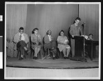 Charlotta Bass participates in a public meeting, circa 1941/1950, Los Angeles