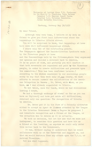 Extracts of letter from Thomas Buchanan to Harold D. Fredericks, Senator E. B. Reeves, Senator S. D. Coleman, and James Roberts