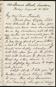 Letter from George Thompson, 128 Sloane Street, London, to Anne Warren Weston, Friday, August 15, 1851