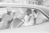 Walter Bradley and Josephine Bradford leaving Holt Street Baptist Church in Montgomery, Alabama, after their wedding.