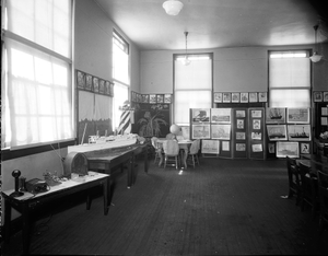 Monroe School [classroom, featuring students art : nitrate film photonegative.]