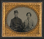 [Unidentified soldier in Union uniform and his wife]