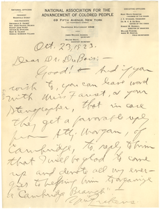 Letter from William Pickens to W. E. B. Du Bois