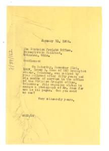 Letter from W. E. B. Du Bois to Pennsylvania Railroad Freight Office