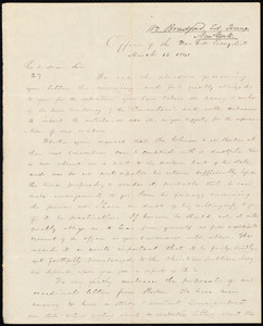 Letter from William Bradford, New York, to Amos Augustus Phelps, March 13. 1841