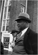 Wheat Street Baptist Church pastor and civil rights leader William Holmes Borders leading an attempt to integrate mass transit, Atlanta, Georgia, January 9, 1957.